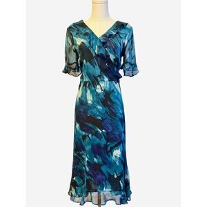 Vintage 90s Danny & Nicole Babydoll‎ Dress Size16 Blue Chiffon Cottagecore Fairy